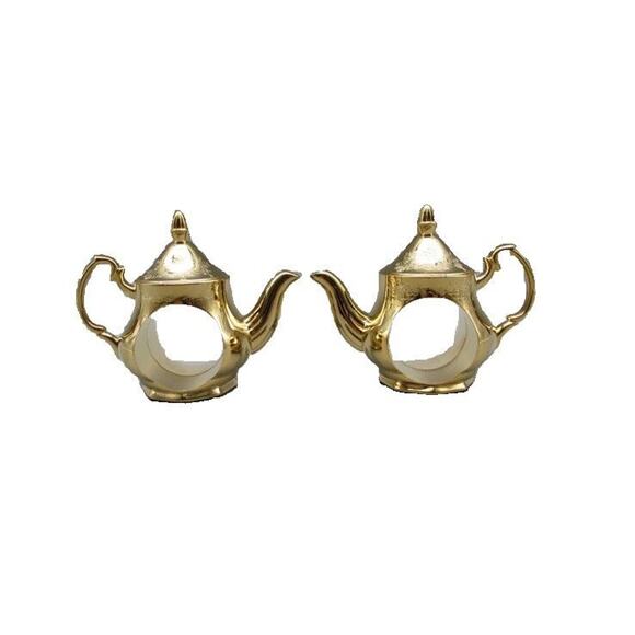 Royal Doulton Old Country Roses Gold Plated Teapot Napkin Rings - Set of Two - Picture 8 of 8